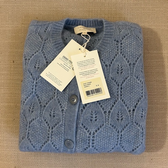 NWT Sezane Phoebe Jumper Cardigan - Blue Storm French Classic Knit Causal - Picture 4 of 6